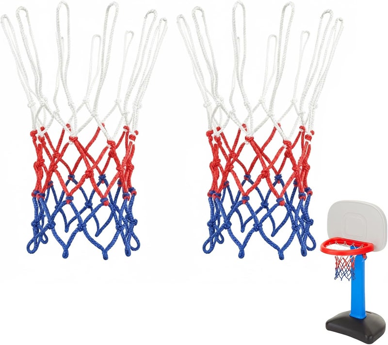 OGNWFUNK Basketball Net Compatible with Little Tikes – 12 Loops Professional Basketball Net Replacement, Heavy Duty Outdoor Basketball Hoop Net, Red-White-Blue - Image 1